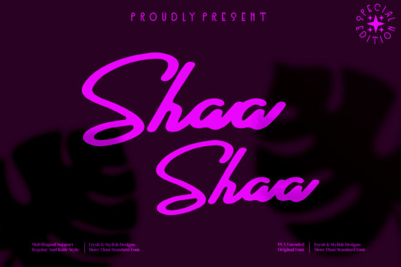 Shaa Shaa Script Font for Handmade Branding